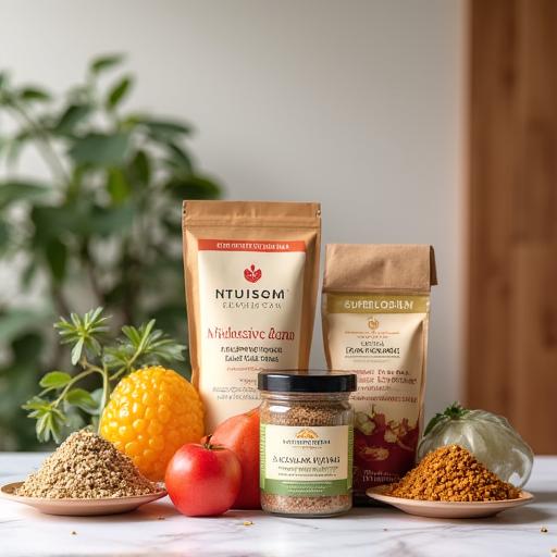 Beautifully packaged nutrient-dense food products on display